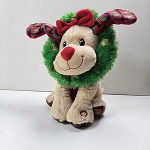 Animated Christmas Dog Rockin' around the Christmas Tree Lights Motion Plush